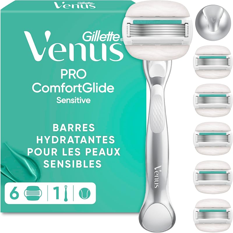 Rasoir Femme Pro ComfortGlide Sensitive, 6 Recharges, Argent