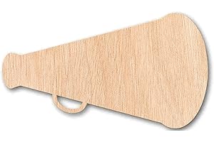 UFN HENRIK CUTOUT Megaphone Unfinished Wood Cutout - Cheerleader Cutouts for Cheer Megaphone Decorations - Perfect for Parties, Sports Events, and School Spirit Celebrations (5mm Plywood, 12")
