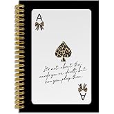 LUKIPOM Trendy Leopard Poker Notebook Journal, Cheetah Print Gifts for Women, Preppy Girly Aesthetic Spiral Notebook 5.5x8.3, Preppy Coquette Leopard Bow Journal for Office School Supplies