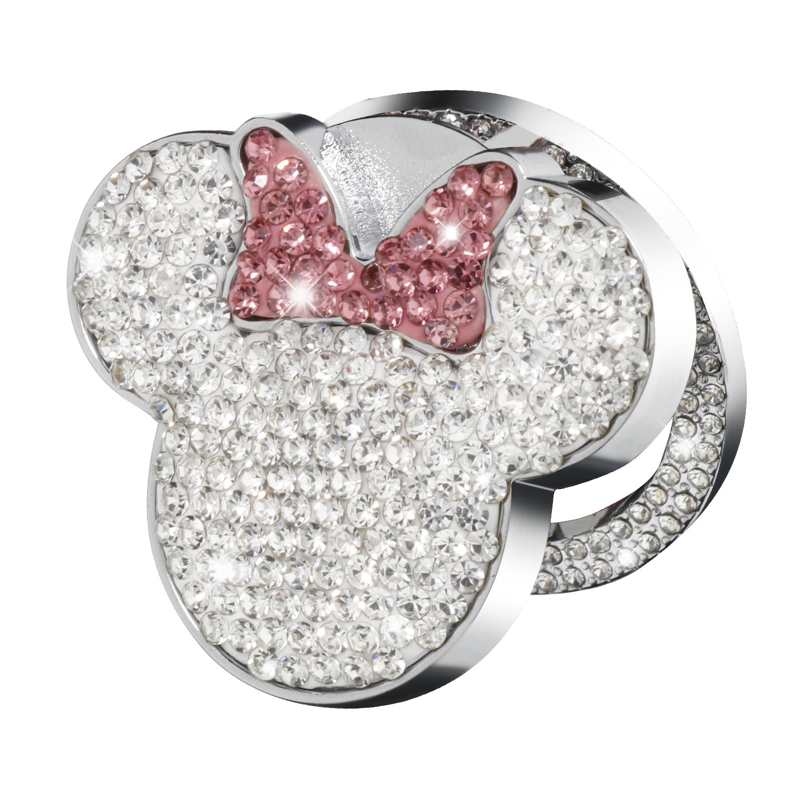 YO&YOYE Bling Cute Car Push to Start Button Cover Accessories, Crystal Rhinestone Girly Car Engine Start Stop Button Cover, Car Decoration Interior Decal Sticker for Women (Mouse, Silver)