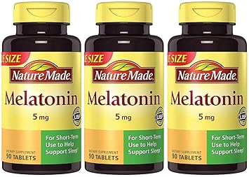 Nature Made Maximum Strength Melatonin 5 mg, 90 Tablets (3 Bottles)