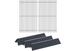 Folocy Grill Grates Grill Parts for Weber Spirit Grill I II E-210, S-210, E-220, S-220 with Front-Mounted Control Panels, 7635 7637 Porcelain Steel Flavorizer Bars Grid Replacement Spirit 200 Series