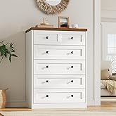 HOOBRO Tall Dressers for Bedroom,Farmhouse 5 Drawers Dresser, White Chest of Drawers with Storage, Large Vertical Dresser, Dr