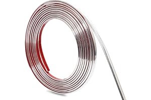 Hungbak Peel and Stick Finish Molding Trim for Wall, Ceiling, Mirror, Tile Edge, Furniture and Home Decoration (Shiny Silver, 5m x 1cm)