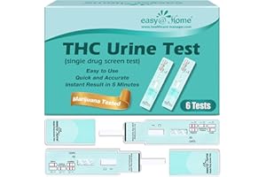 Easy@Home THC Drug Test Kit - Marijuana/Weed Urine Tests for Home Use (6 Pack), 50ng/ml Cutoff Level THC Single Panel Testing Kits, #EDTH-114