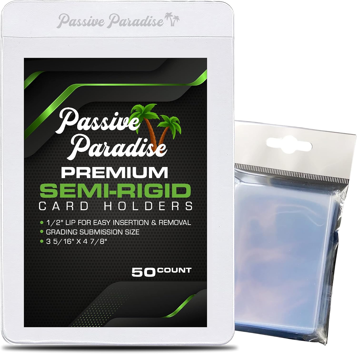 Passive Paradise Semi-Rigid Card Holders - 50 Count Premium Card Grading Submission Holders & 100 Penny Sleeves Included, Trading Card Protective Sleeves: Toys & Games