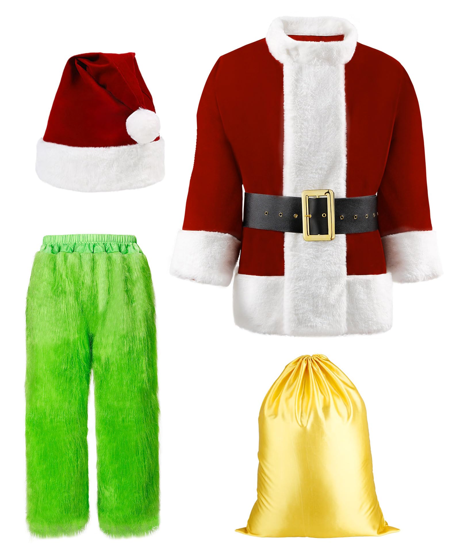 Photo 1 of DASELEA Santa Claus Costume, Halloween Costumes Adult for Men 8PCS Deluxe Funny Cosplay Santa Outfit. (M)