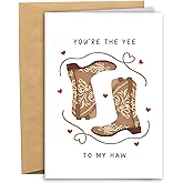 RYYike Cowboy Boots Valentine's Day Card for Him Her, Sweet Birthday Card for Husband Wife BF GF, Funny Western Anniversary Card Gift for Partner, You're the Yee to My Haw