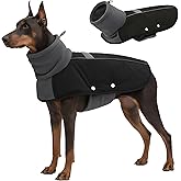 ASENKU Dog Coat, Dog Winter Jackets with Fleece Turtleneck, Windproof, Reflective Pet Snow Jacket for Cold Weather, Coats for Large Dogs, Black, XL