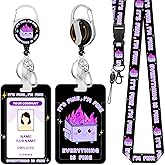 Hancynir Lanyards for Id Badges, Dumpster on Fire Badge Holder with Retractable Reel Clip, Funny Work Name Tags Keychain Lanyard, Card Protector Cover Case for Women Teacher Nurse Doctor Office Gifts
