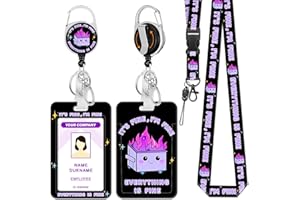 Hancynir Lanyards for Id Badges, Dumpster on Fire Badge Holder with Retractable Reel Clip, Funny Work Name Tags Keychain Lanyard, Card Protector Cover Case for Women Teacher Nurse Doctor Office Gifts