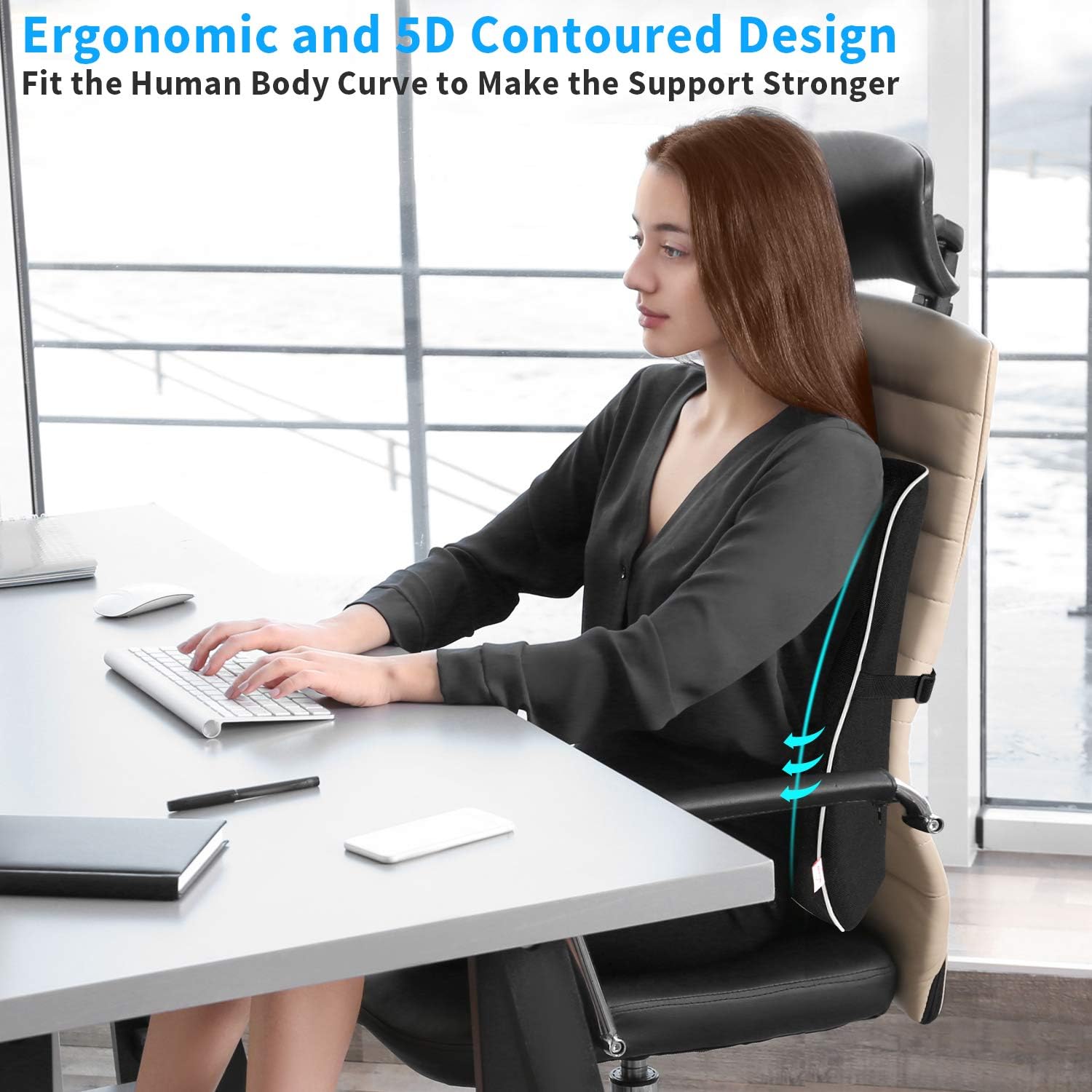Lumbar Support Pillow,Memory Foam Back Support for Office Chair,Computer Chair,Car Seat,Recliner with Breathable 3D Mesh Cover,Ergonomic Design Orthopedic Backrest for Back Pain Relief: Kitchen & Dining