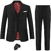 AmazingSea Boys Formal Suits Set, from Toddlers to Teen, Adjustable Waist, with Suspenders