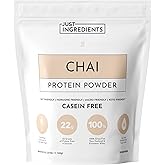 JUST INGREDIENTS Chai Protein Powder – 30-Serving Blend with 100% Grass-Fed Whey & Organic Plant Proteins – Warm Spice Flavor with Cinnamon, Ginger & Cardamom – Supports Muscle Recovery, Energy*