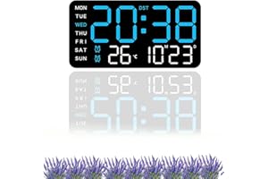 Multifunctional Decorative LED Digital Wall Clock, Large Display with Date and Thermometer, Upgraded Large Digital Wall Clock
