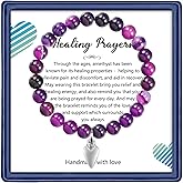 Healing Bracelets for Women, Healing Prayers Amethyst Beads Cystal Bracelet Anti Anxiety Bracelet Get Well Gift for Women After Surgery for Women Feel Better Gifts