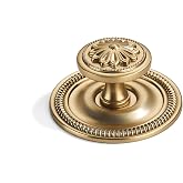 khtumeware 2 Pack 2.5 Inch Brushed Brass Cabinet knobs with Backplate,Vintage Backplate for Cabinet knobs and Drawer knobs, Bi-Fold Door Knobs