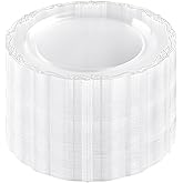 DaYammi 60PCS Clear Plastic Plates Heavy Duty Clear Disposable Plates 7.5” Fancy Dessert Plates Small Cake Plates Appetizer Platos Hard Round Plastic Platos Disposable for Wedding and Party