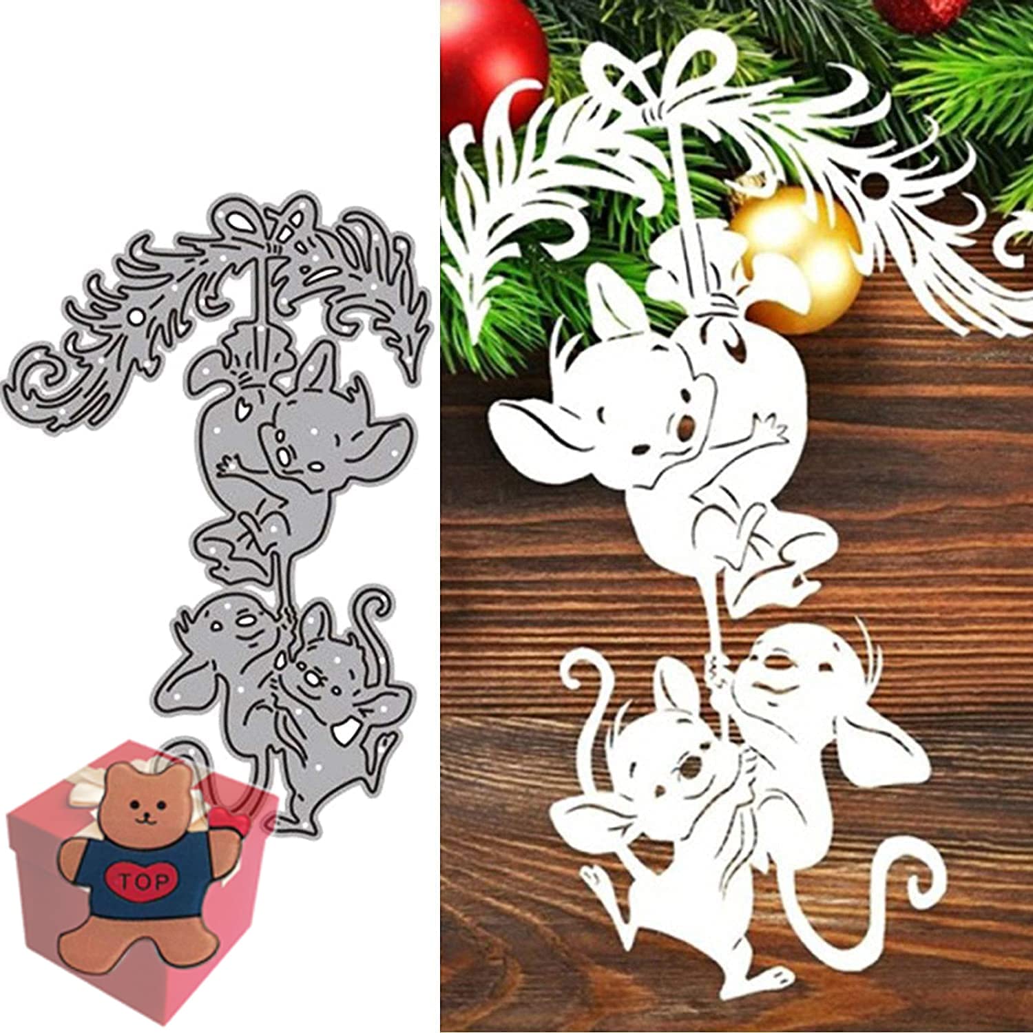 Mice Cutting Dies for Card Making & Scrapbooking - Cute Stencils & Embossing Paper Dies for Decorative Photo Albums - Templated Brooch Pin
