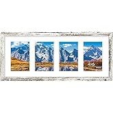 Vittanly 8x20 Collage Picture Frame, Displays 4Pcs 4x6 Pictures with Mat or 1Pcs 8x20 without Mat, Picture Frames Collage Wall Decor for Horizontal or Vertical Display, Distressed White, 1 Pack