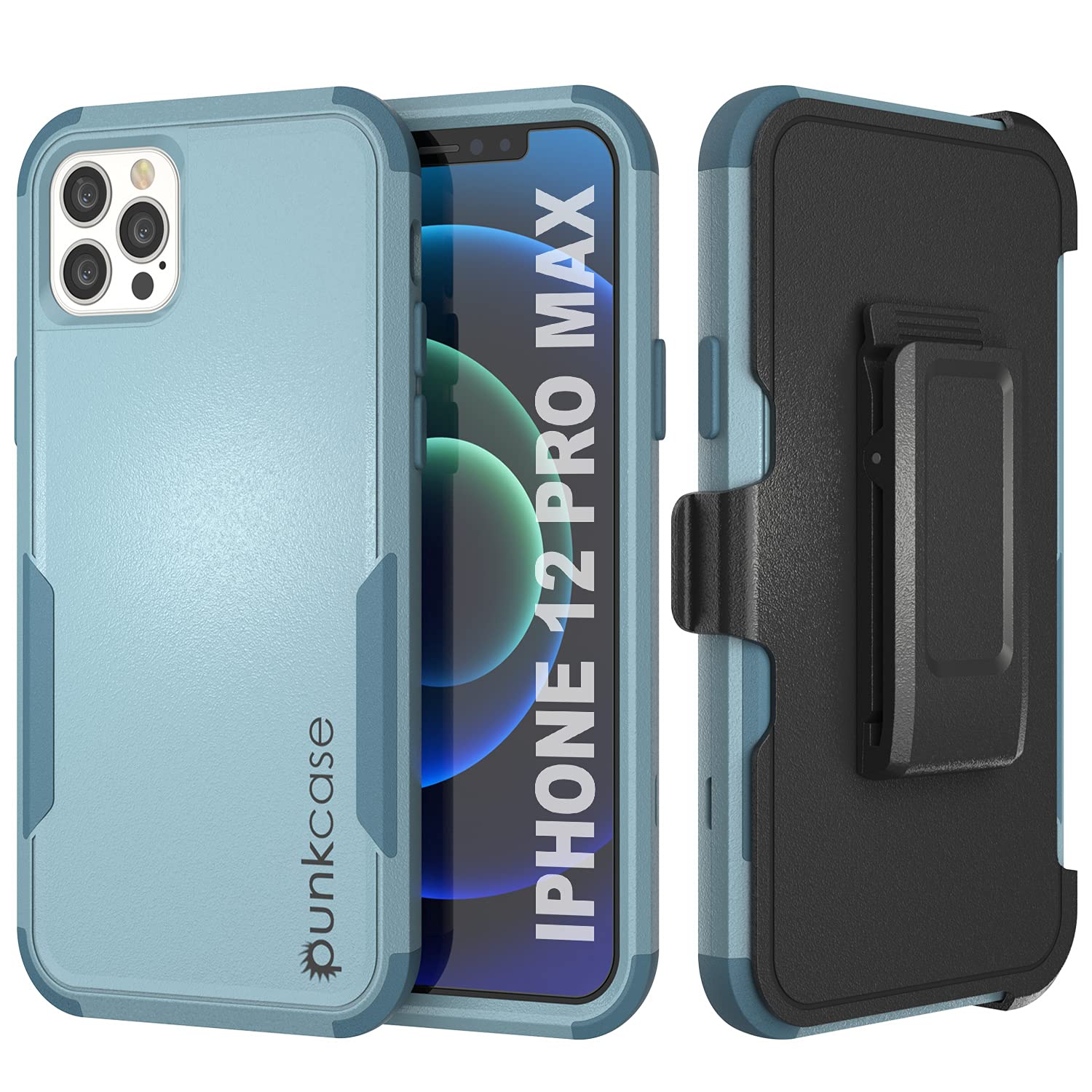 Punkcase for iPhone 12 Pro Max Belt Clip Holster Case [Patron Series] 4-1 Rugged & Protective Multilayer Phone Cover W/Integrated Kickstand for iPhone 12 Pro Max (6.7") (2020) [Mint]