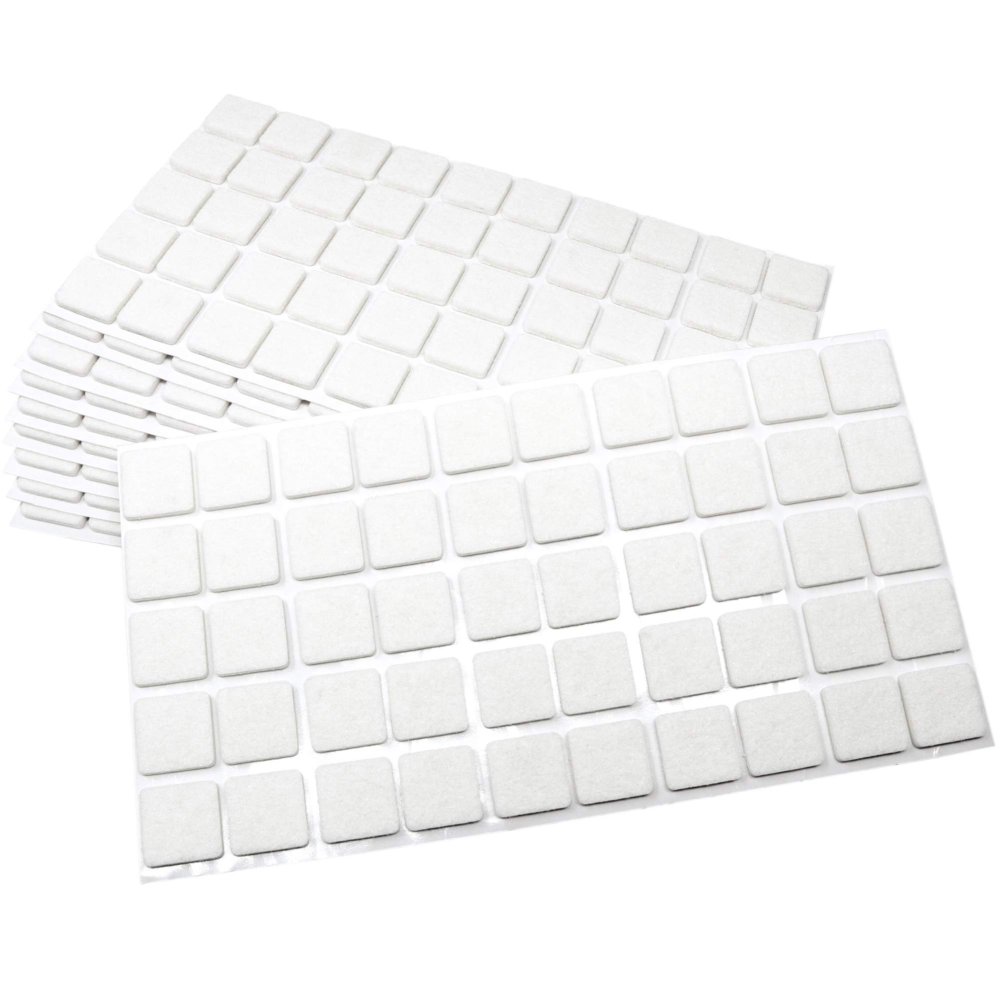 Adsamm® / 500 x self-adhesive felt pads/White / 0.79x0.79'' (20x20 mm) / square / 0.138'' / 3.5 mm thick stick-on furniture felt glides/Furniture & Chair Glides