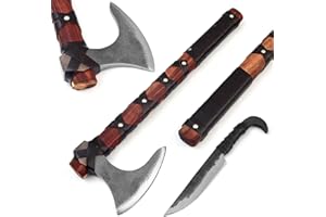 AXEN CRAFT AxenCraft Viking Axe with Viking Knife Along with Sheath - Hand-Forged High Carbon Steel,Viking Gift for Men, Berded Axe Authentic Nordic Design |Axe-Knife|A003