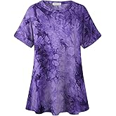 LARACE Plus Size Tunic Tops for Womens Summer Shirts Roll Up Short Sleeves Blouses Loose Fit Tee Shirts Womens Casual Tops
