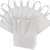 ZENPAC Reusable Tote Bags, White Fabric Gift Bags Medium with Handles, Small Business, Weddings, Holidays, Birthdays, Party Favors, Bulk, 10x5x13, 12 Pack