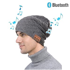 Wireless Bluetooth Beanie,Unisex Outdoor Sport Knit Hat With Stereo Speakers & Microphone