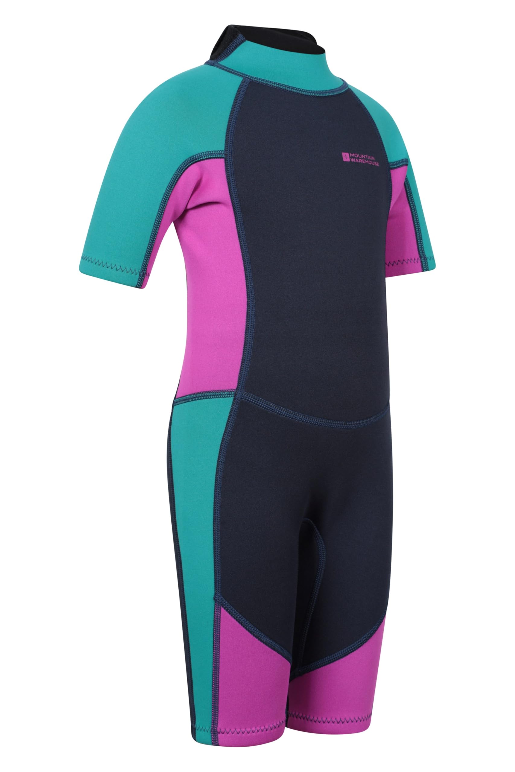 Mountain Warehouse Kids Shorty Wetsuit - 2.5mm Thickness, Flat Seams, Easy Glide Zip Children's Wetsuit, Neoprene, Adjustable Neck Closure - Spring Summer, Swim Grape (Kids) Kids Size 11-12 Years