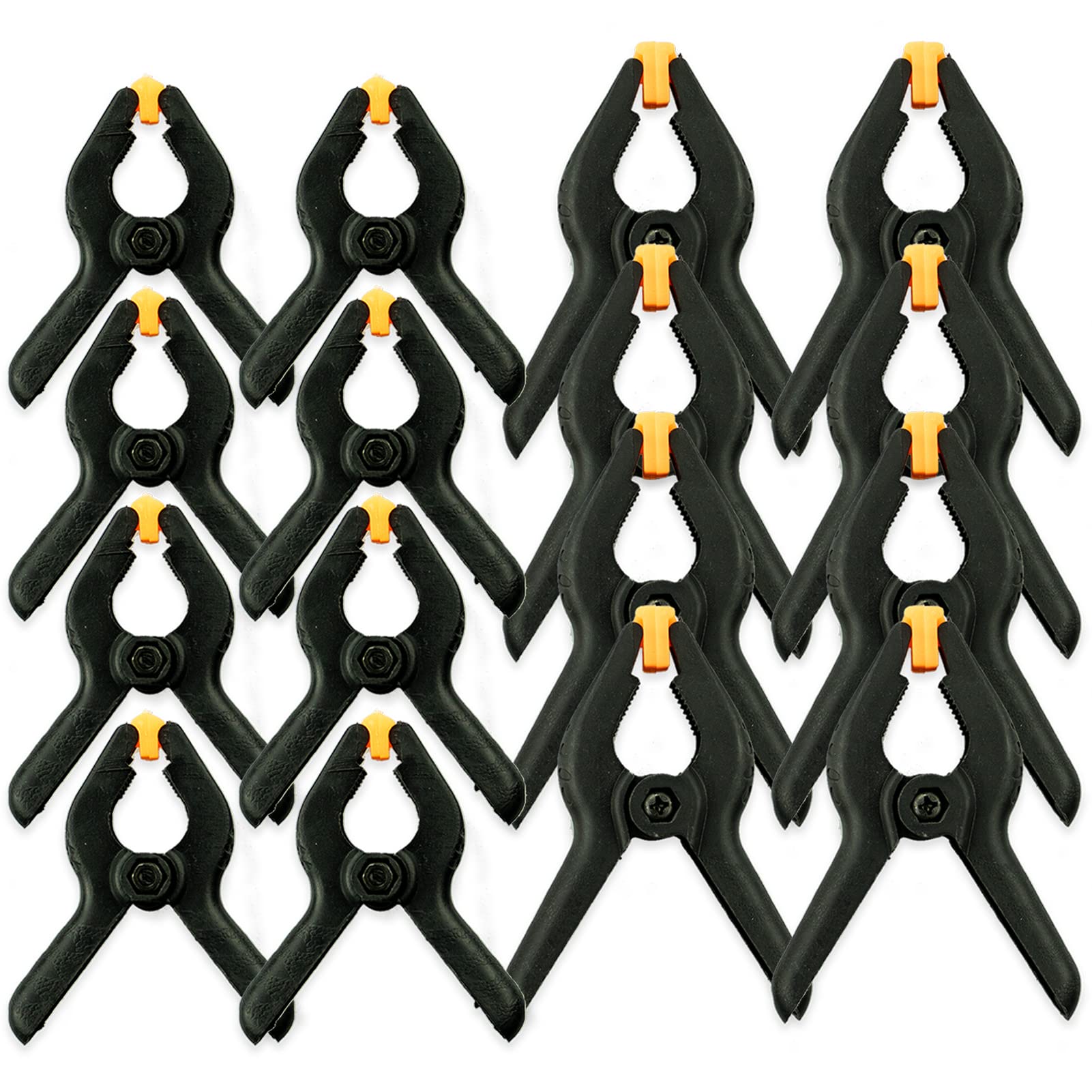 16-Piece Nylon Spring Clamps, Plastic Heavy Duty Grip Clips Set-8pcs 2 inch Clamps, 8pcs 3 inch Clamps