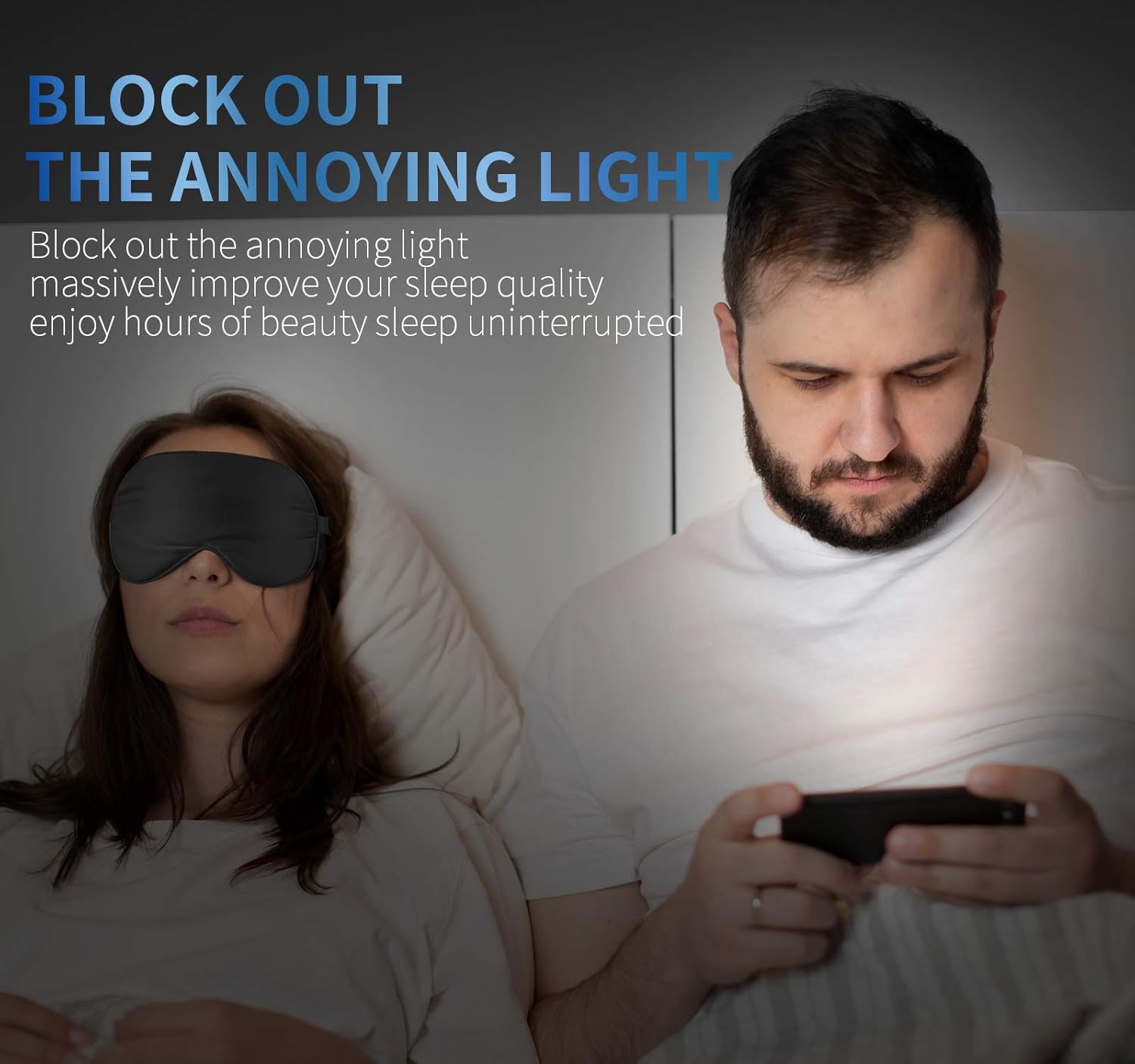 Natural Silk Sleep Mask, Super-Smooth & Soft Eye Mask with Adjustable Strap, Blindfold, Perfect Blocks Light, Pressure Free for A Full Night's Sleep (Black): Health & Personal Care