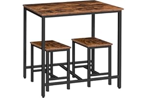 HOOBRO 3-Piece Industrial Dining Table Set, Kitchen Table, Space Saving Dinette for Kitchen, Dining Room, Small Space, Breakfast Nook, Living Room, Party, Rustic Brown and Black BF75CZ01G1