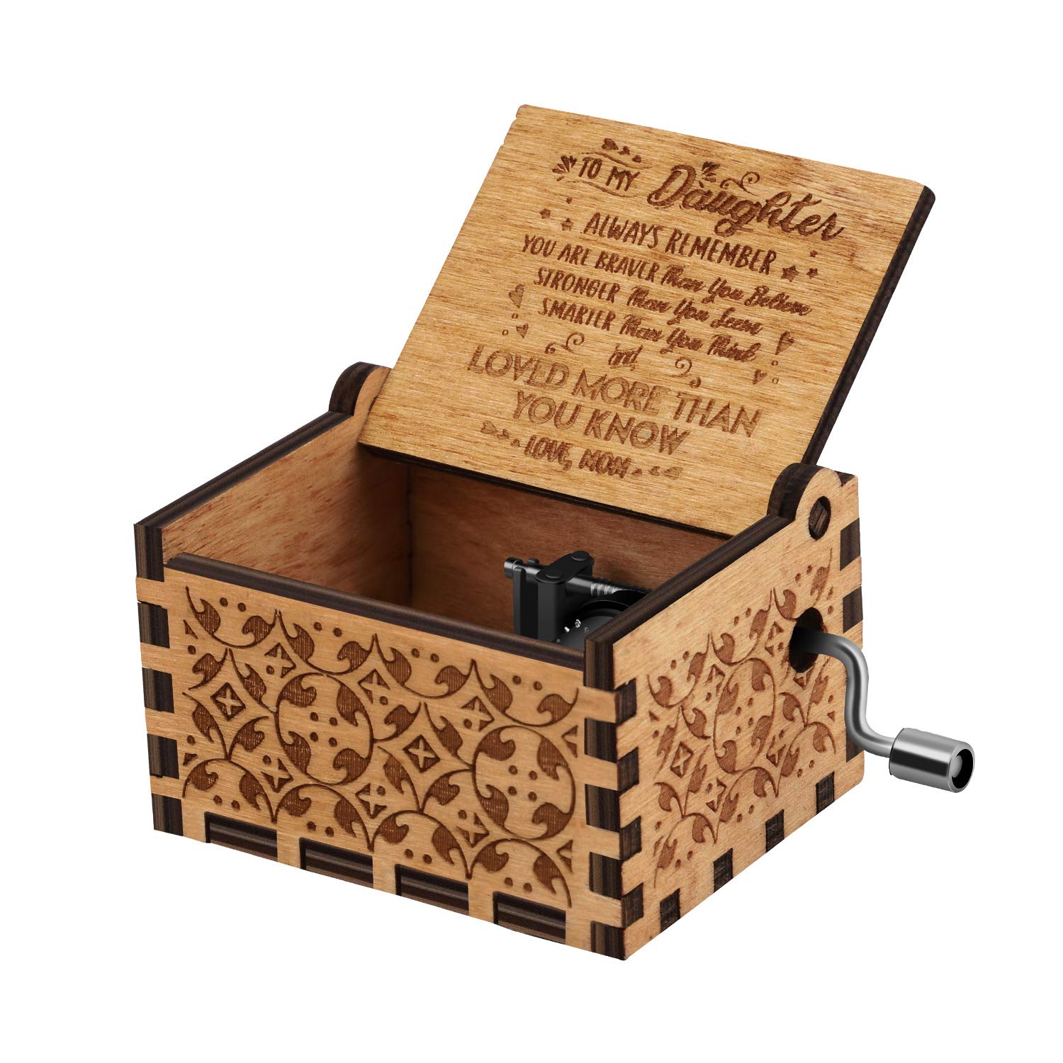 You are My Sunshine Wood Music Boxes,Laser Engraved Vintage Wooden Sunshine Musical Box Gifts for Birthday/Christmas/Valentine's Day (Mom to daughter)
