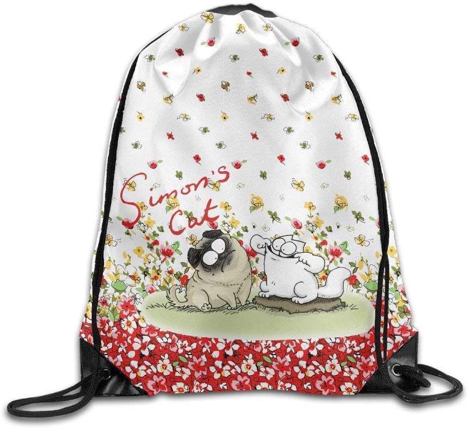 OQUYCZ Creative Design Hedgehog and Simon's Cat Drawstring Backpack Sport Bag for Men and Women
