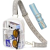 QOECI 3 Pockets Clear Bag for Stadium Events with 2 Long Straps Sling Backpack Fanny Pack Concert Crossbody Purses for Women