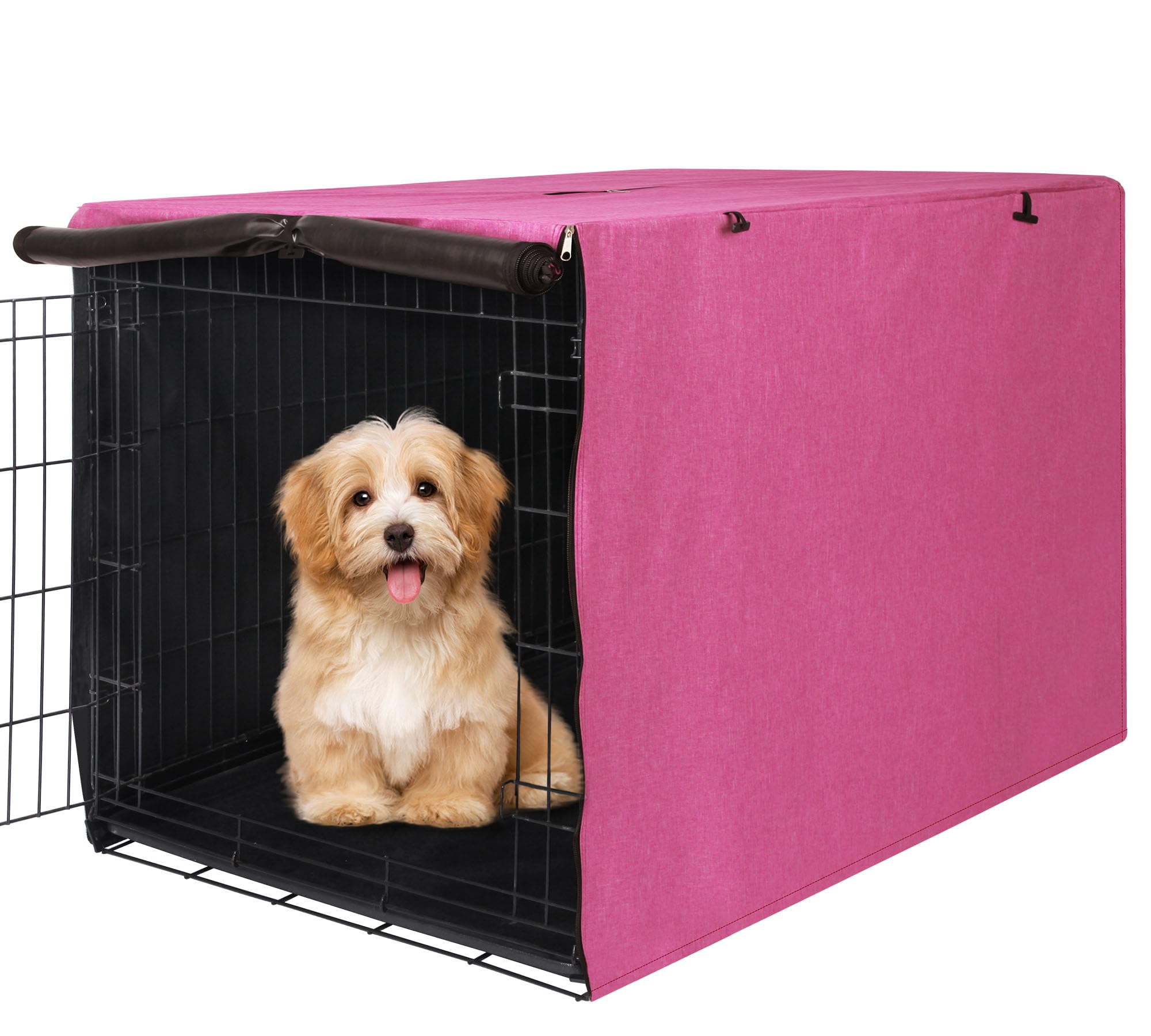 Photo 1 of Deblue Heavy-Duty Dog Crate Cover, Privacy Pet Kennel Cover Universal Fits for 24 Inches Wire Cage, Polyester Crate Cover Fit for 1 2 3 Doors Crate (Pink)