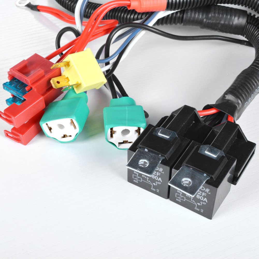 Dual High Low Beam Headlight Relay Wiring Harness H4 9003 With High
