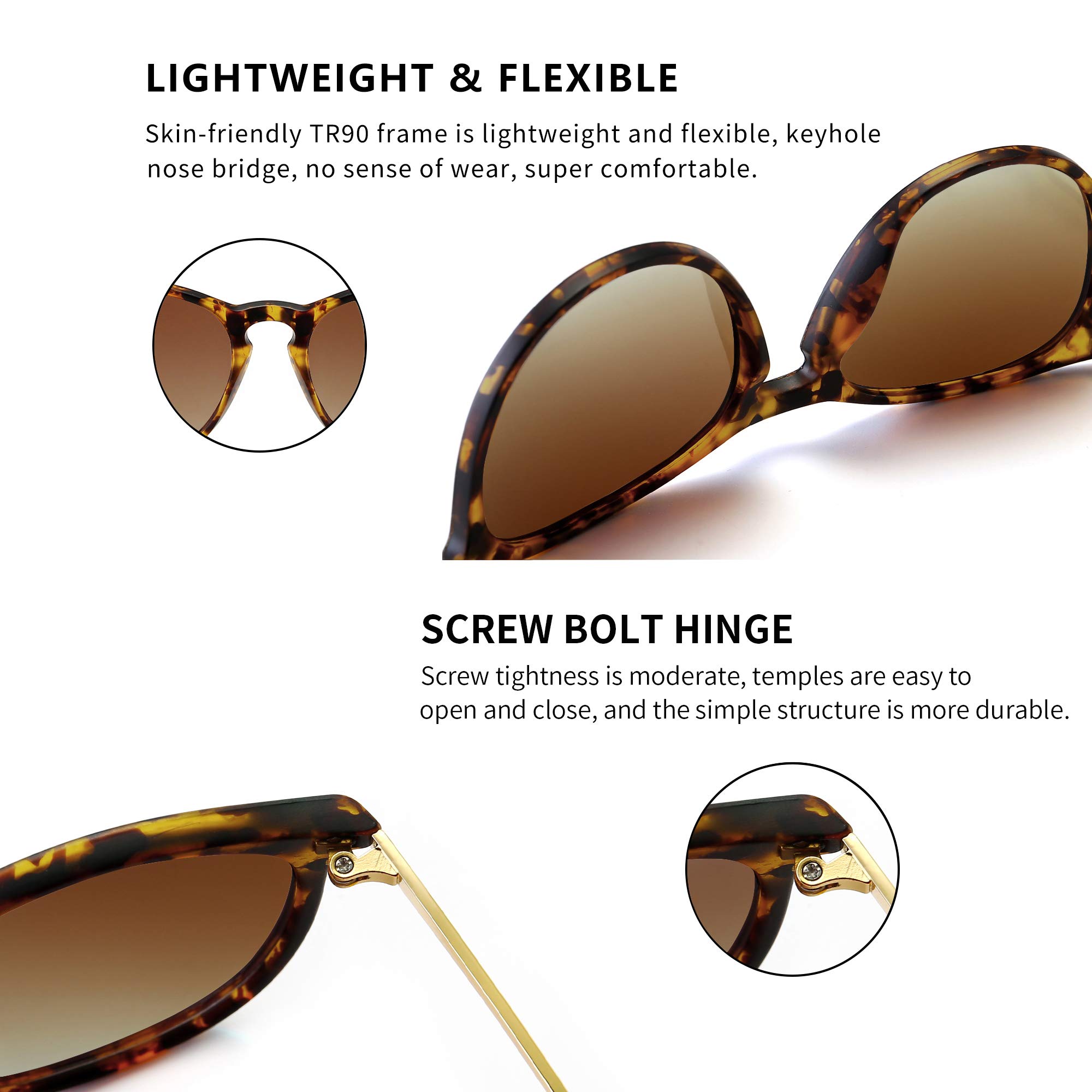 SUNGAIT Vintage Round Sunglasses for Women Girl Classic Retro Designer Style (Amber Frame(Matte Finish)/Brown Gradient Lens) 1567HPKCUK