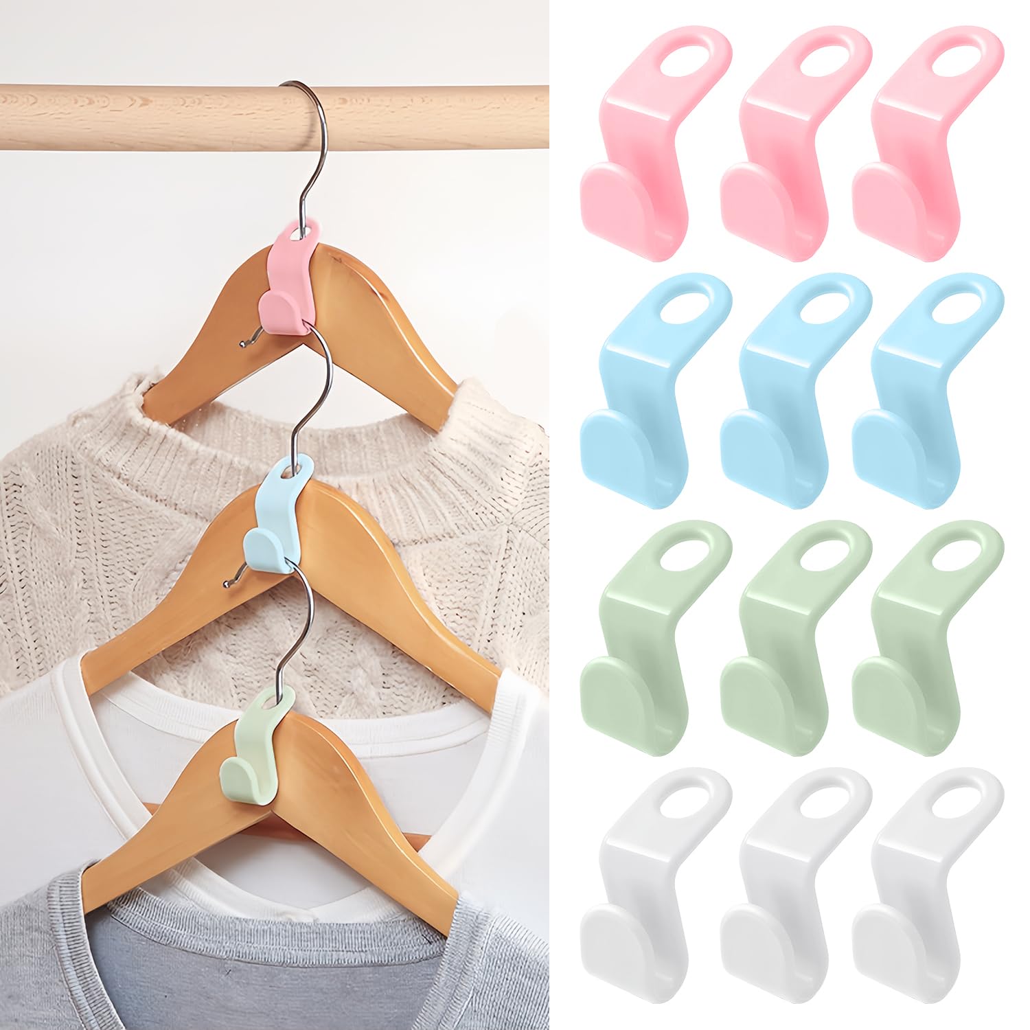 Photo 1 of 100 PCS Space Saving Hanger - Space Saver Clothes Hanger Connector with Stacking Hooks and Heavy Duty Cascading Connection