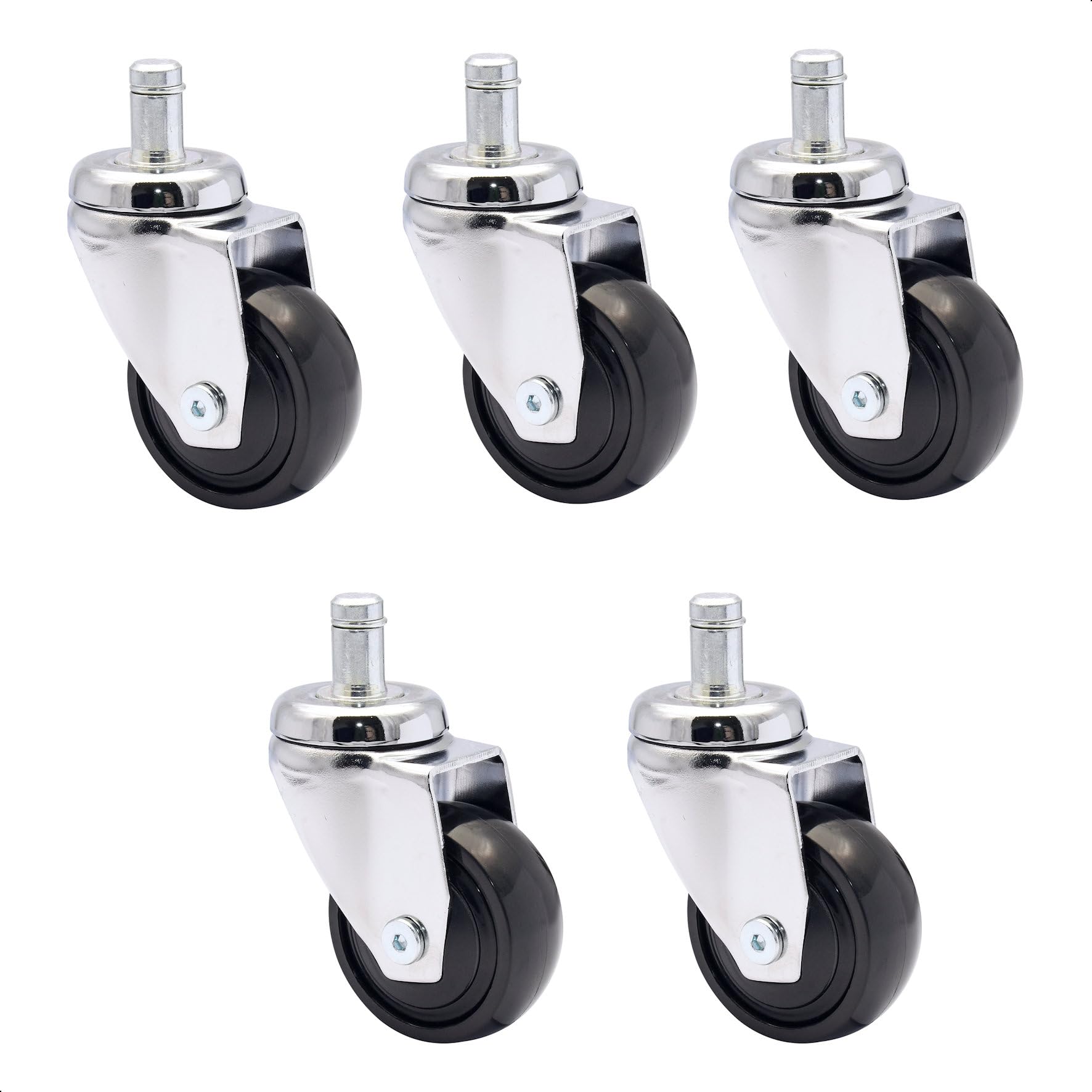 WAGNER ultra-turnable 360° - 3C - design swivel castors/furniture castors - 5pcs. set - chrome-plated, soft, ball bearing, pin 11 x 22 mm, diameter Ø 50 mm, load capacity 50 kg/castor - 02225461