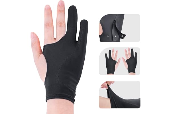 Artist Drawing Glove 3-Layer Palm Rejection [2 Pack] Right Left Hand Digital Art Graphic Tablet Gloves