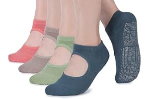 unenow Non Slip Grip Yoga Socks for Women with Cushion for Pilates, Barre, Home