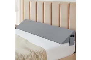 INVGEEXI Light Grey King Size Bed Wedge Pillow Cover with Side Pocket, Soft & Breathable Microfiber Headboard Wedge Pillow Ca