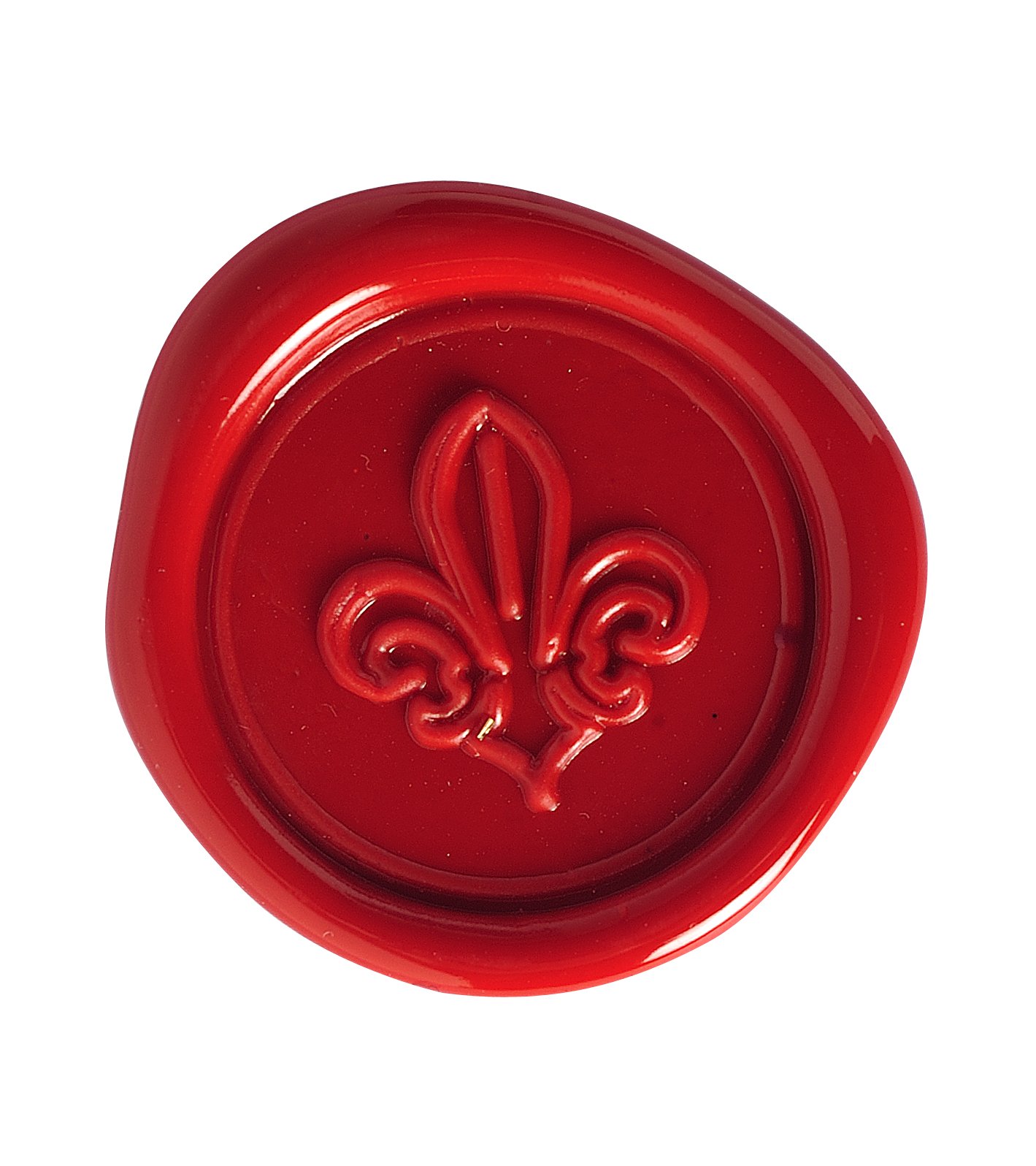 Jacques Herbin 45250T- A traditional wax stamping set - including 2 red kings wax wicks, a varnished wooden handle, instructions and a seal - Lily Symbol