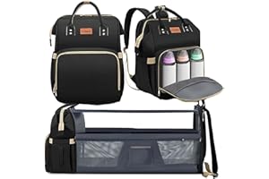 KUWANI Diaper Bag Backpack with Changing Pad for Parents on the Go, Large Capacity, Waterproof Oxford backpack, Multiple Pockets, Adjustable Straps, Baby Registry Search(Black)