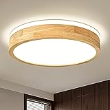Pevfah Modern Dimmable Wood Flush Mount Ceiling