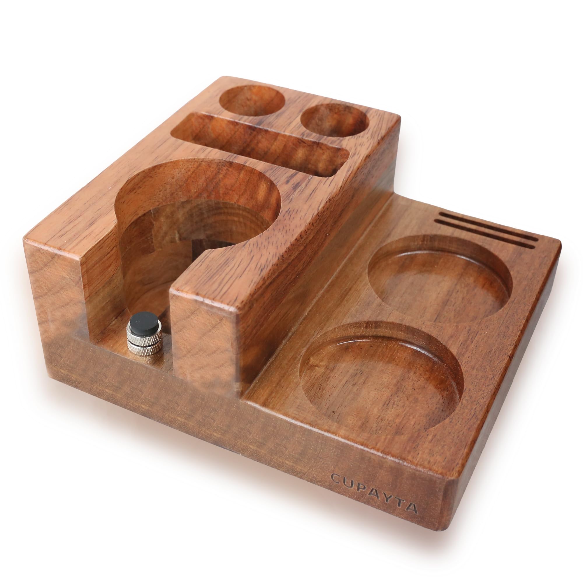 Photo 1 of CUPAYTA 54mm Espresso Tamping Station – Natural Tamper Station with Height-Difference Design, Portafilter Holder & Multi-Accessory Storage