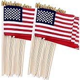 100 Pack Small American Flags on Stick, 4x6 Inch Small US Flags/American Flags for Outside, Mini Hand Held Stick Flags with Kid-Safe Spear Top, Memorial Day, Independence Day Decor,Patriotic Decorations